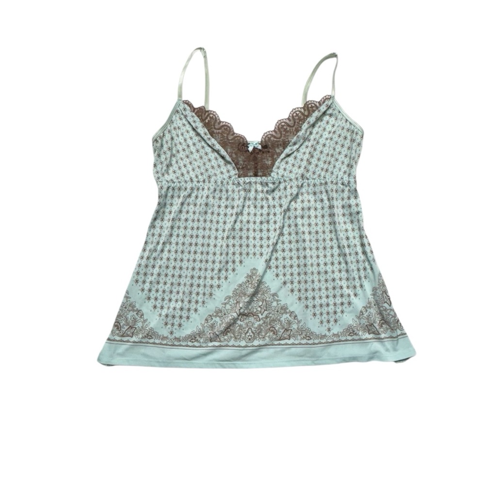 Y2K Babydoll Lace Trim Silky Cami Tank Large Studio Donatella Fairy Whimsical‎